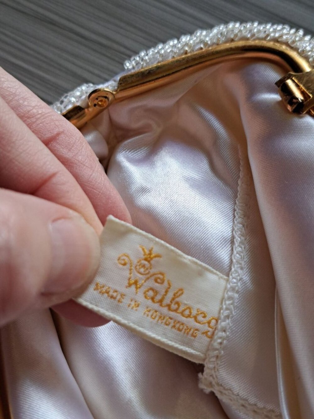Vintage Walborg Beaded Floral Evening Bag Purse Chain Sequins Embellished Flower - Picture 10 of 13